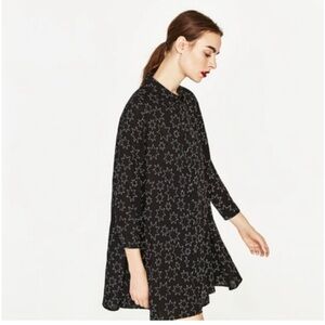 Zara black star print dress size M